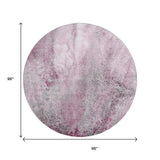 8' Pink And Ivory Abstract Washable Round Rug With UV Protection - HomeRoots - Flyclothing LLC