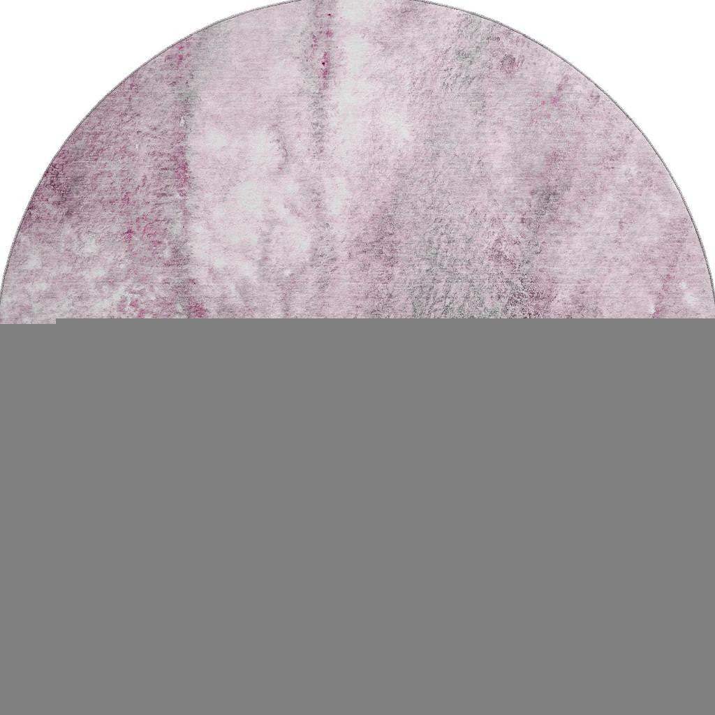 8' Pink And Ivory Abstract Washable Round Rug With UV Protection - HomeRoots - Flyclothing LLC