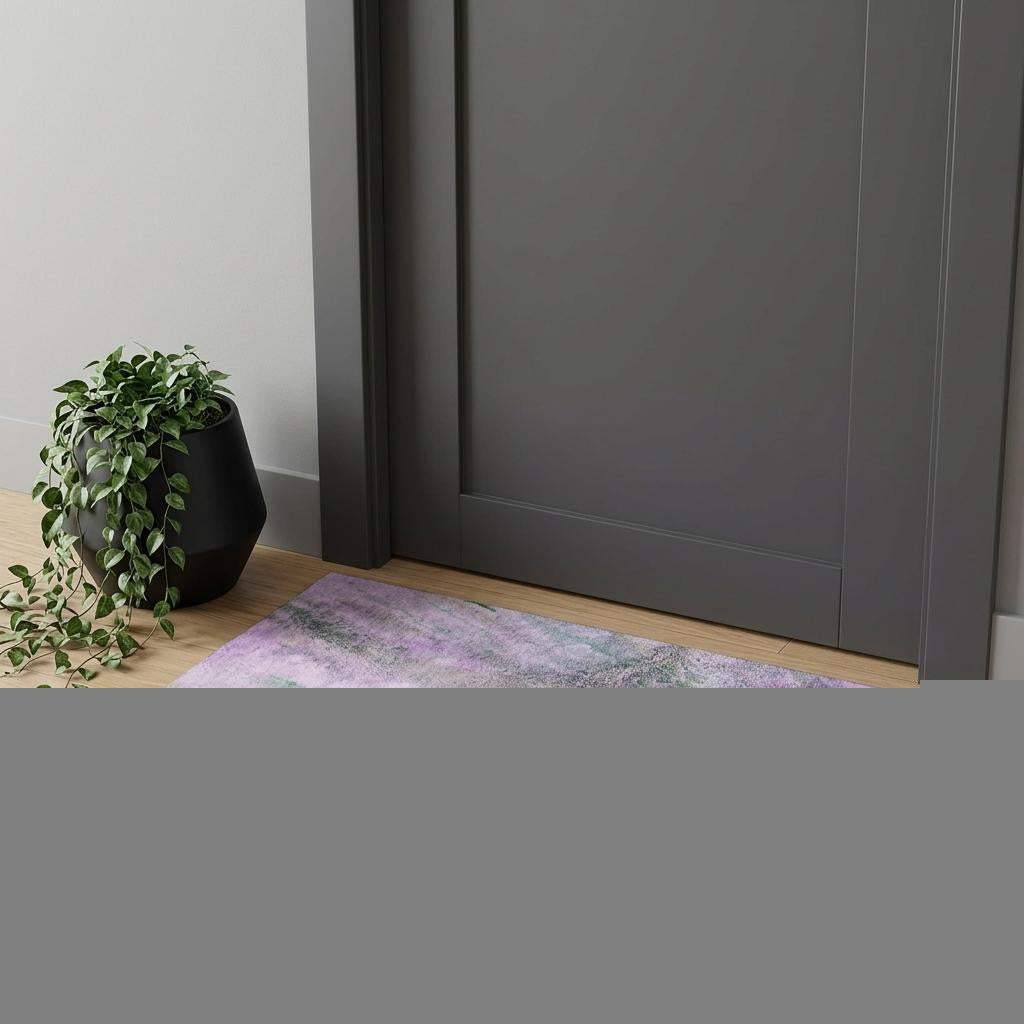3' X 5' Purple And Green Abstract Washable Area Rug With UV Protection - HomeRoots - Flyclothing LLC