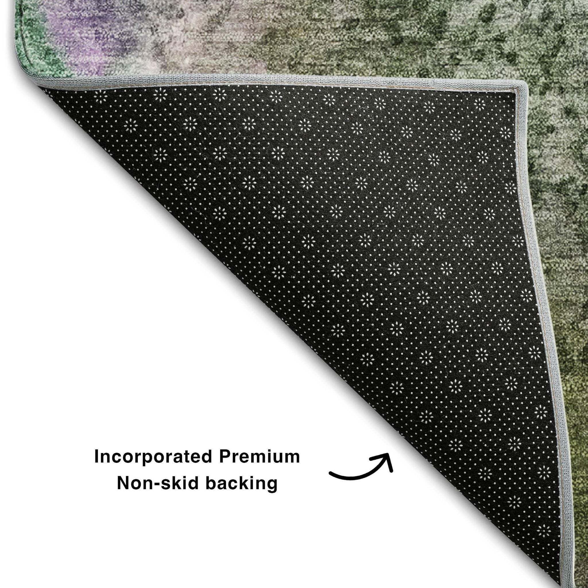 3' X 5' Purple And Green Abstract Washable Area Rug With UV Protection - HomeRoots - Flyclothing LLC
