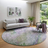 8' Purple And Green Abstract Washable Round Rug With UV Protection - HomeRoots - Flyclothing LLC