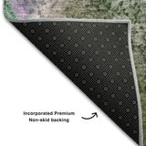 8' Purple And Green Abstract Washable Round Rug With UV Protection - HomeRoots - Flyclothing LLC