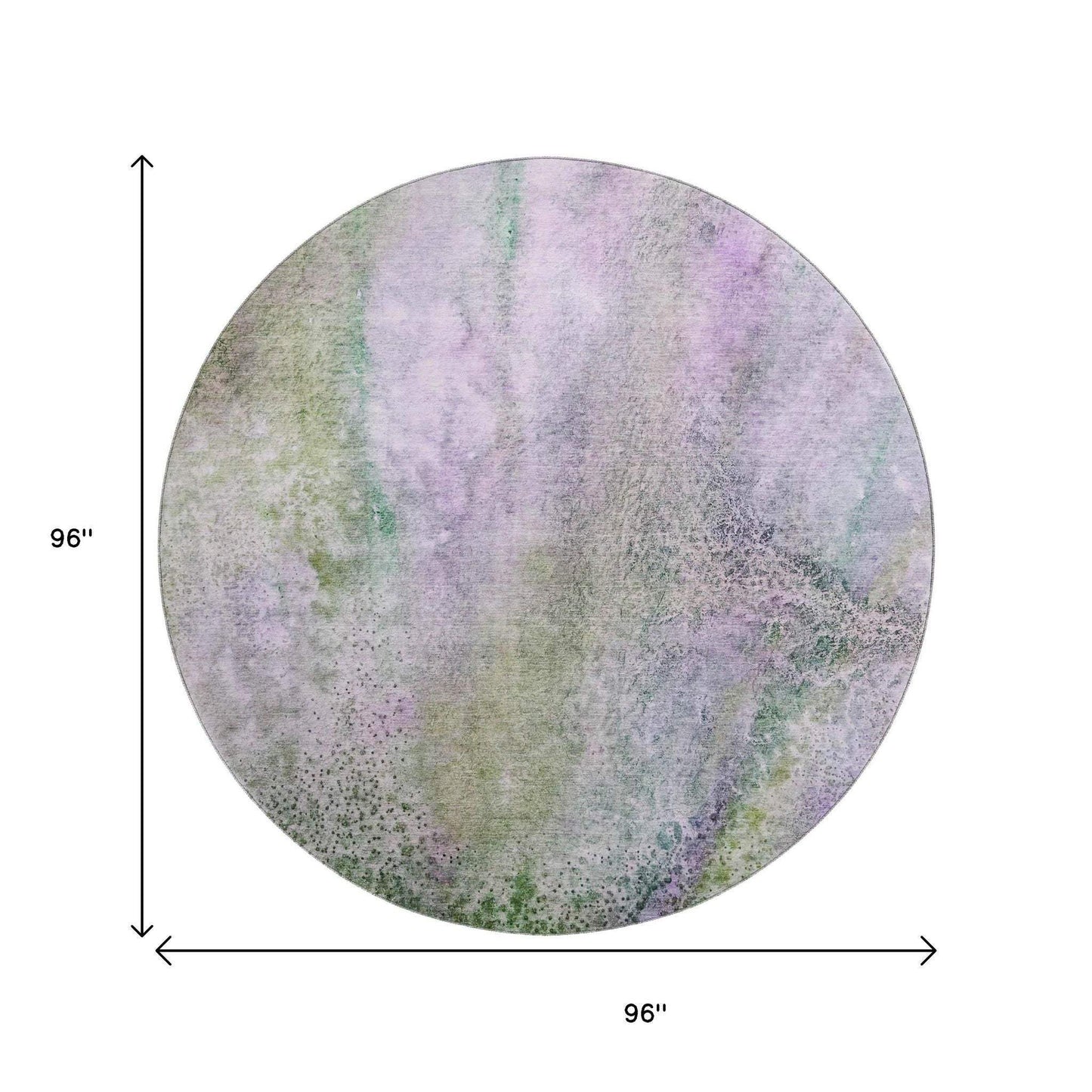 8' Purple And Green Abstract Washable Round Rug With UV Protection - HomeRoots - Flyclothing LLC