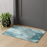 3' X 5' Teal And Ivory Abstract Washable Area Rug With UV Protection - HomeRoots - Flyclothing LLC