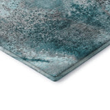 8' Teal And Ivory Abstract Washable Round Rug With UV Protection - HomeRoots - Flyclothing LLC
