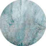 8' Teal And Ivory Abstract Washable Round Rug With UV Protection - HomeRoots - Flyclothing LLC
