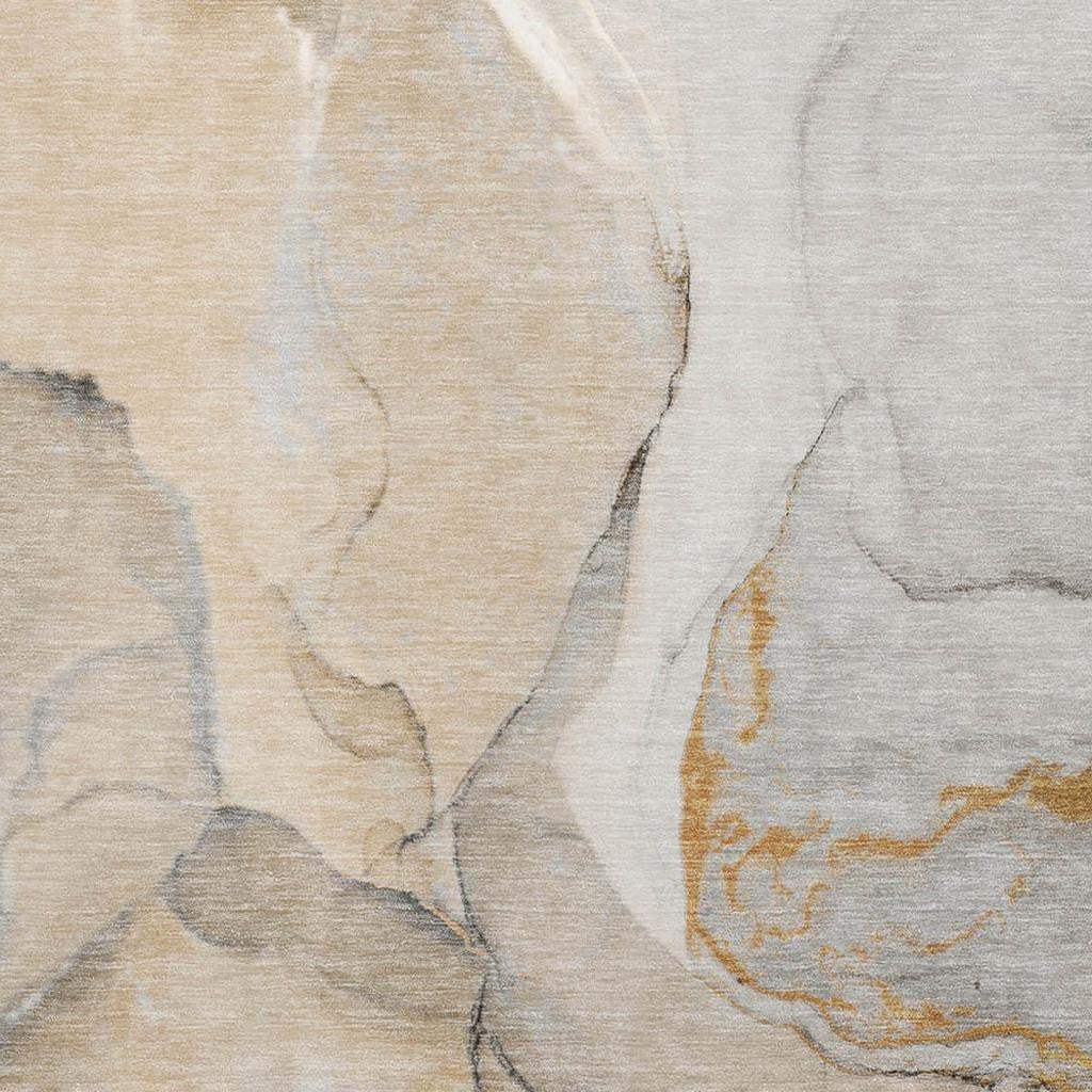3' X 5' Beige Brown And Ivory Abstract Washable Area Rug With UV Protection - HomeRoots - Flyclothing LLC