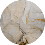 8' Beige Brown And Ivory Abstract Washable Round Rug With UV Protection - HomeRoots - Flyclothing LLC