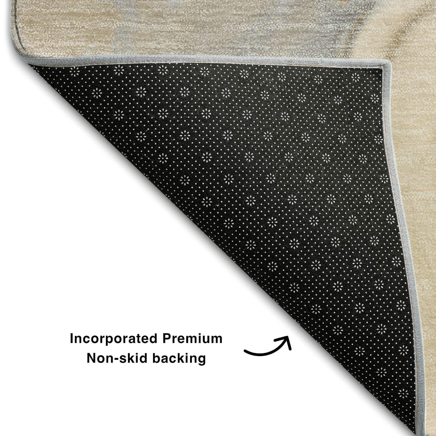 8' Beige Brown And Ivory Abstract Washable Round Rug With UV Protection - HomeRoots - Flyclothing LLC
