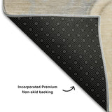 8' Beige Brown And Ivory Abstract Washable Round Rug With UV Protection - HomeRoots - Flyclothing LLC