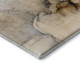 8' Beige Brown And Ivory Abstract Washable Round Rug With UV Protection - HomeRoots - Flyclothing LLC