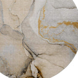 8' Beige Brown And Ivory Abstract Washable Round Rug With UV Protection - HomeRoots - Flyclothing LLC
