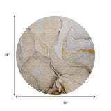 8' Beige Brown And Ivory Abstract Washable Round Rug With UV Protection - HomeRoots - Flyclothing LLC