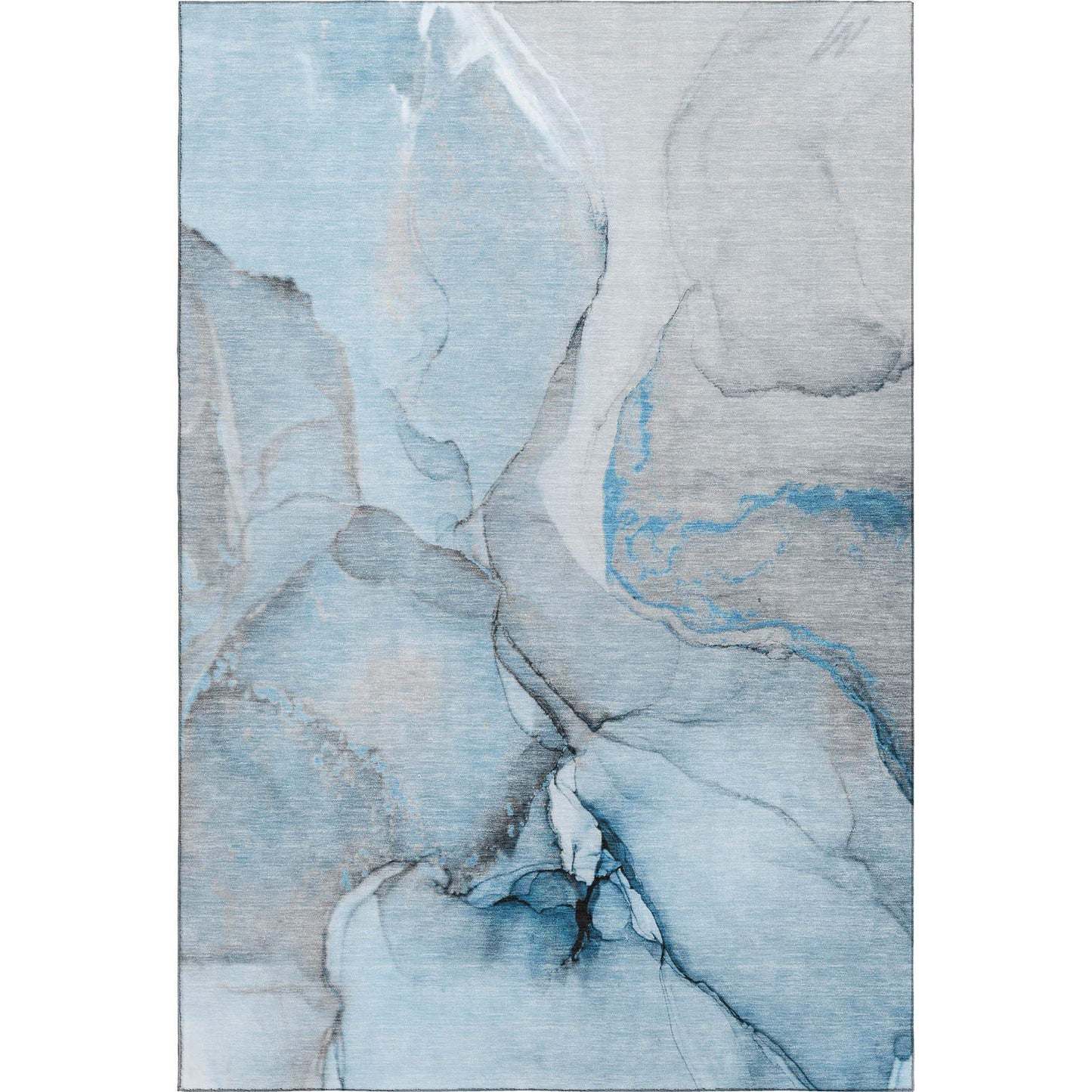 3' X 5' Blue Gray And Ivory Abstract Washable Area Rug With UV Protection - HomeRoots - Flyclothing LLC