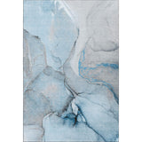 3' X 5' Blue Gray And Ivory Abstract Washable Area Rug With UV Protection - HomeRoots - Flyclothing LLC
