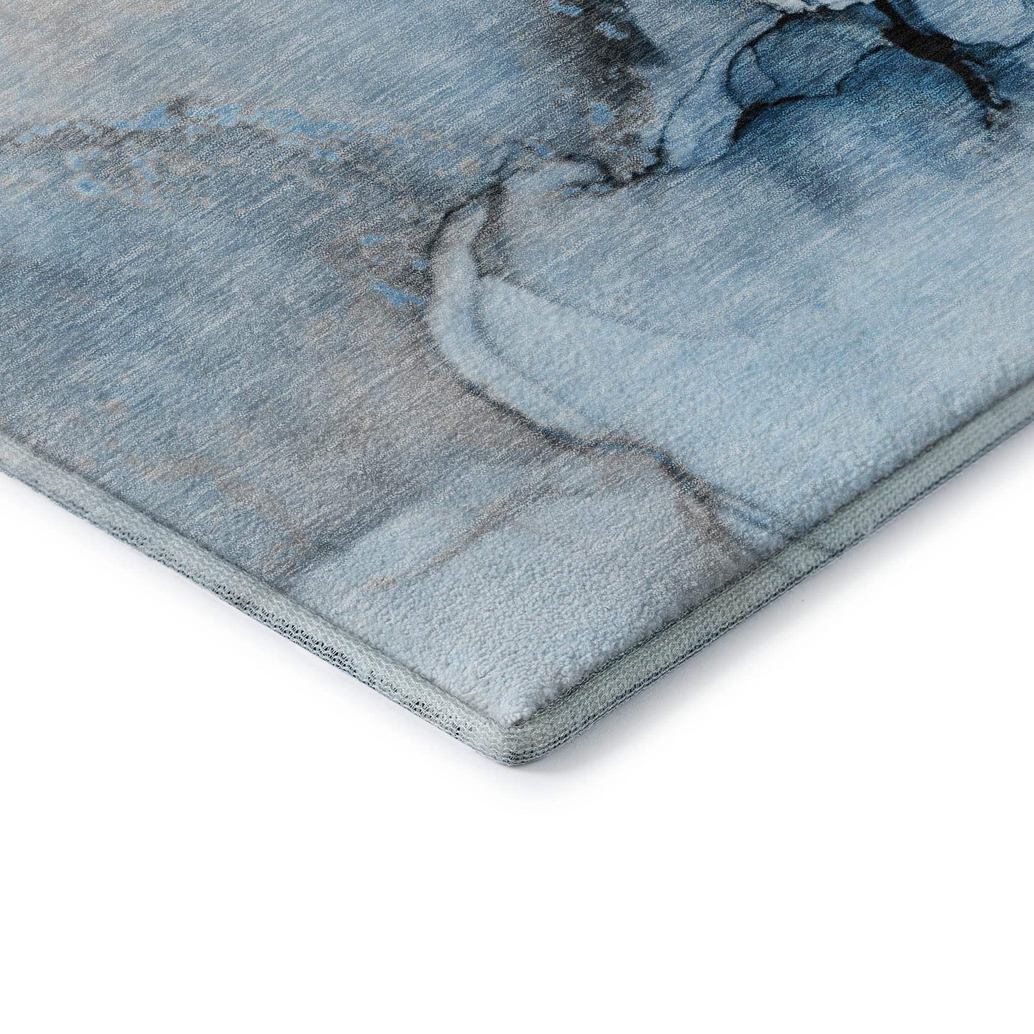3' X 5' Blue Gray And Ivory Abstract Washable Area Rug With UV Protection - HomeRoots - Flyclothing LLC