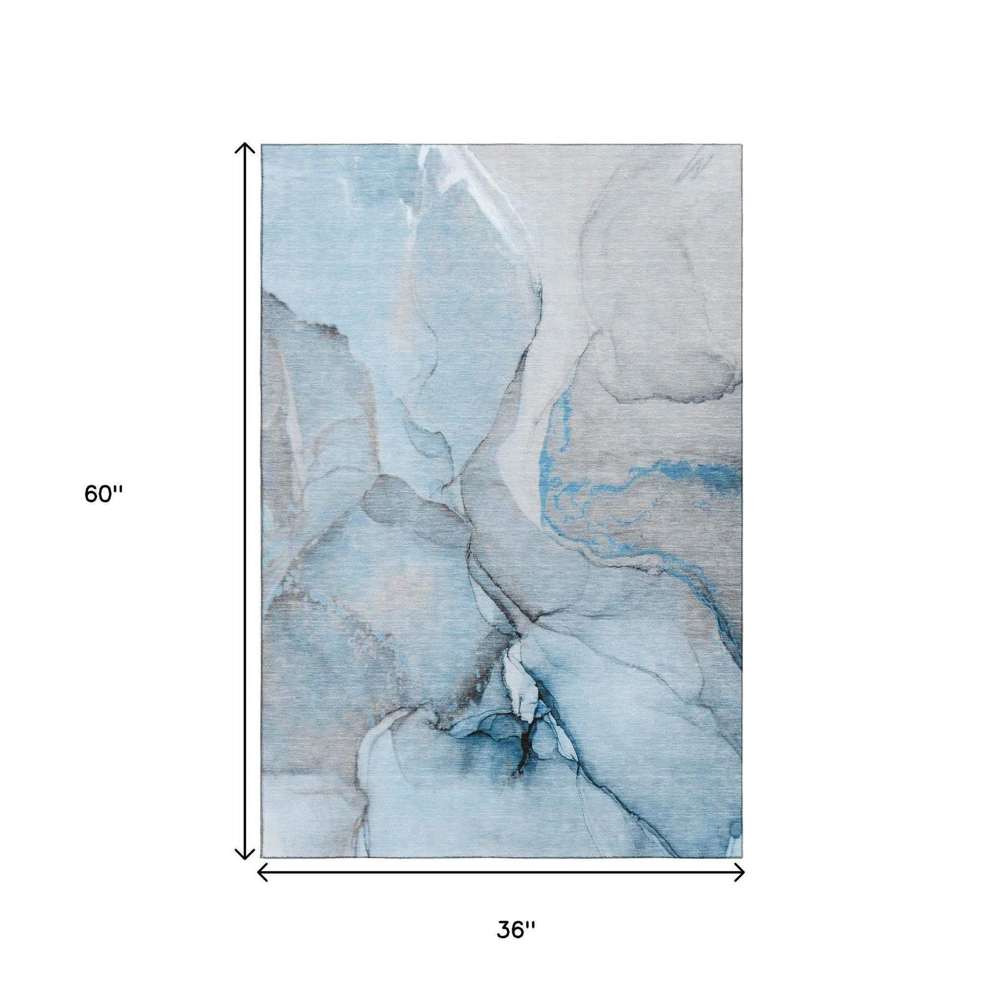 3' X 5' Blue Gray And Ivory Abstract Washable Area Rug With UV Protection - HomeRoots - Flyclothing LLC