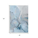 3' X 5' Blue Gray And Ivory Abstract Washable Area Rug With UV Protection - HomeRoots - Flyclothing LLC
