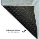 8' Blue Gray And Ivory Abstract Washable Round Rug With UV Protection - HomeRoots - Flyclothing LLC