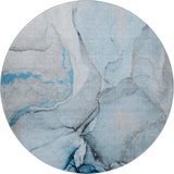 8' Blue Gray And Ivory Abstract Washable Round Rug With UV Protection - HomeRoots - Flyclothing LLC