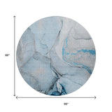 8' Blue Gray And Ivory Abstract Washable Round Rug With UV Protection - HomeRoots - Flyclothing LLC