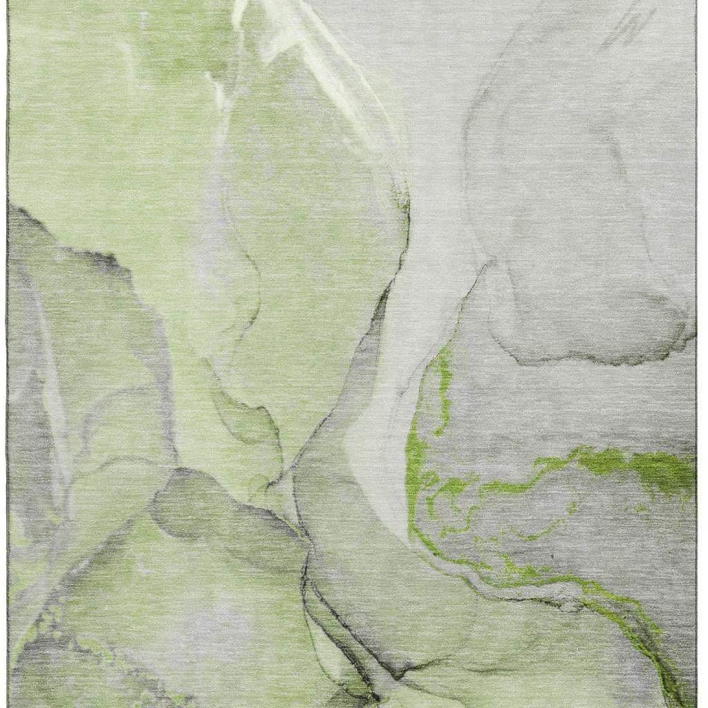 3' X 5' Green Gray And Ivory Abstract Washable Area Rug With UV Protection - HomeRoots - Flyclothing LLC