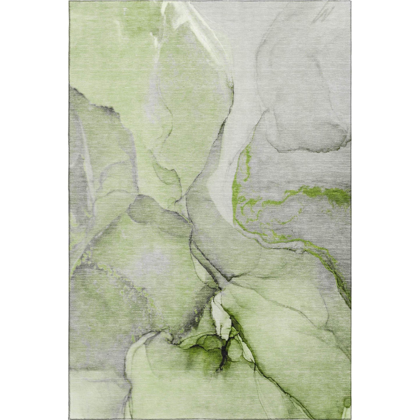 3' X 5' Green Gray And Ivory Abstract Washable Area Rug With UV Protection - HomeRoots - Flyclothing LLC