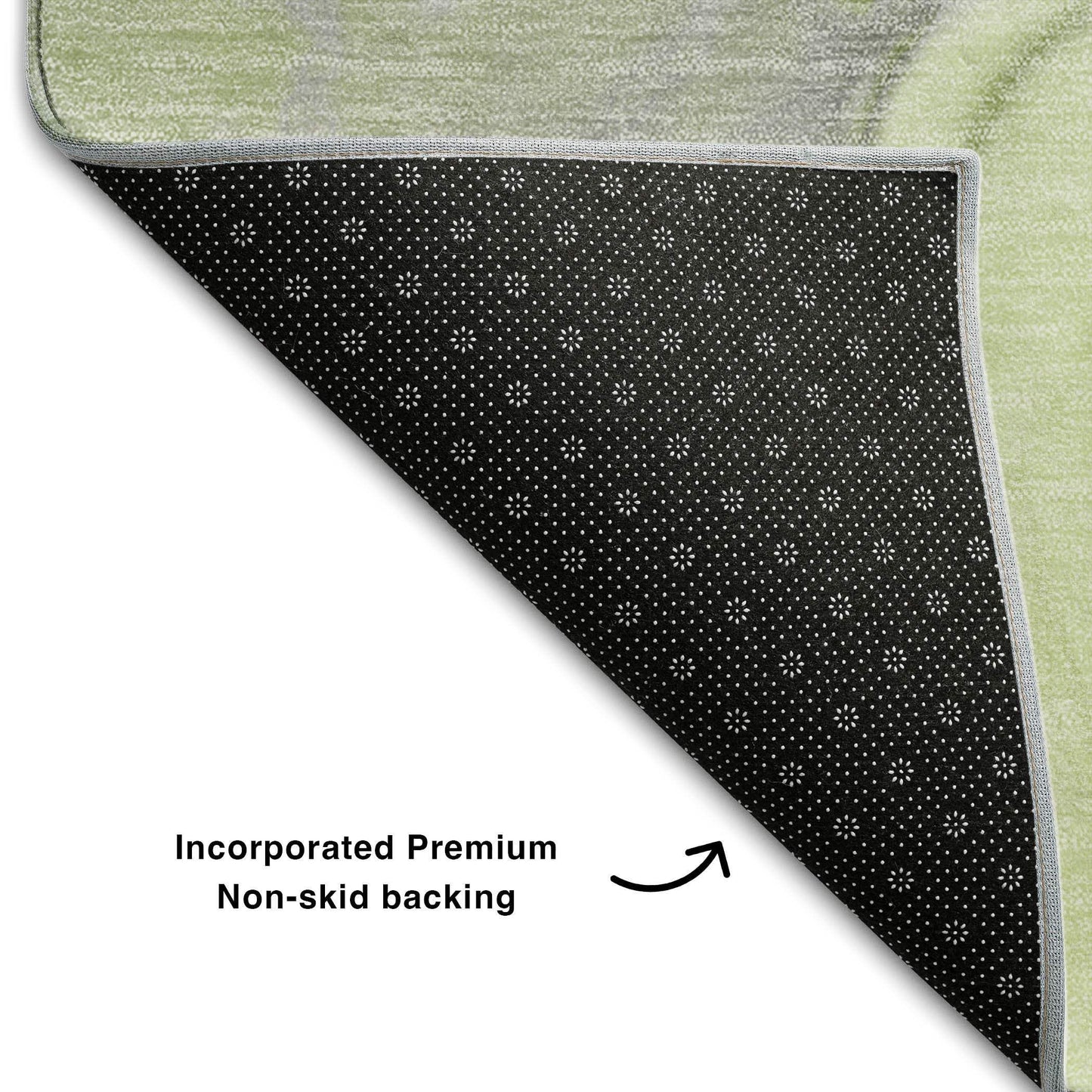 8' Green Gray And Ivory Abstract Washable Round Rug With UV Protection - HomeRoots - Flyclothing LLC