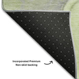 8' Green Gray And Ivory Abstract Washable Round Rug With UV Protection - HomeRoots - Flyclothing LLC