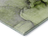 8' Green Gray And Ivory Abstract Washable Round Rug With UV Protection - HomeRoots - Flyclothing LLC