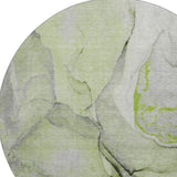 8' Green Gray And Ivory Abstract Washable Round Rug With UV Protection - HomeRoots - Flyclothing LLC