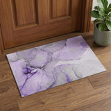 3' X 5' Purple Gray And Ivory Abstract Washable Area Rug With UV Protection - HomeRoots - Flyclothing LLC