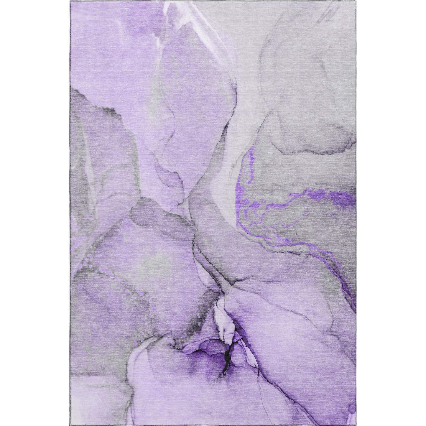 3' X 5' Purple Gray And Ivory Abstract Washable Area Rug With UV Protection - HomeRoots - Flyclothing LLC