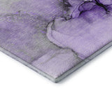 3' X 5' Purple Gray And Ivory Abstract Washable Area Rug With UV Protection - HomeRoots - Flyclothing LLC