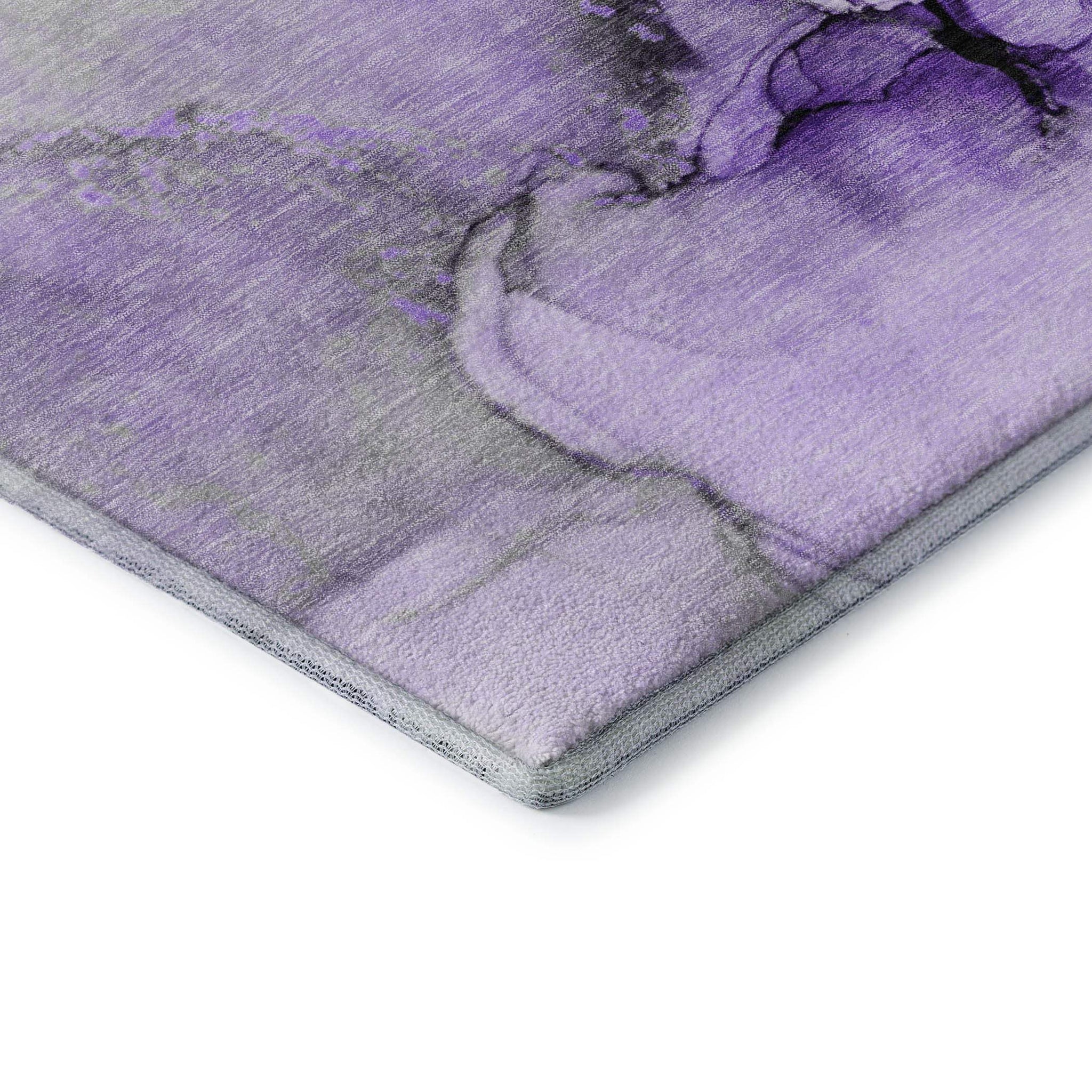 3' X 5' Purple Gray And Ivory Abstract Washable Area Rug With UV Protection - HomeRoots - Flyclothing LLC