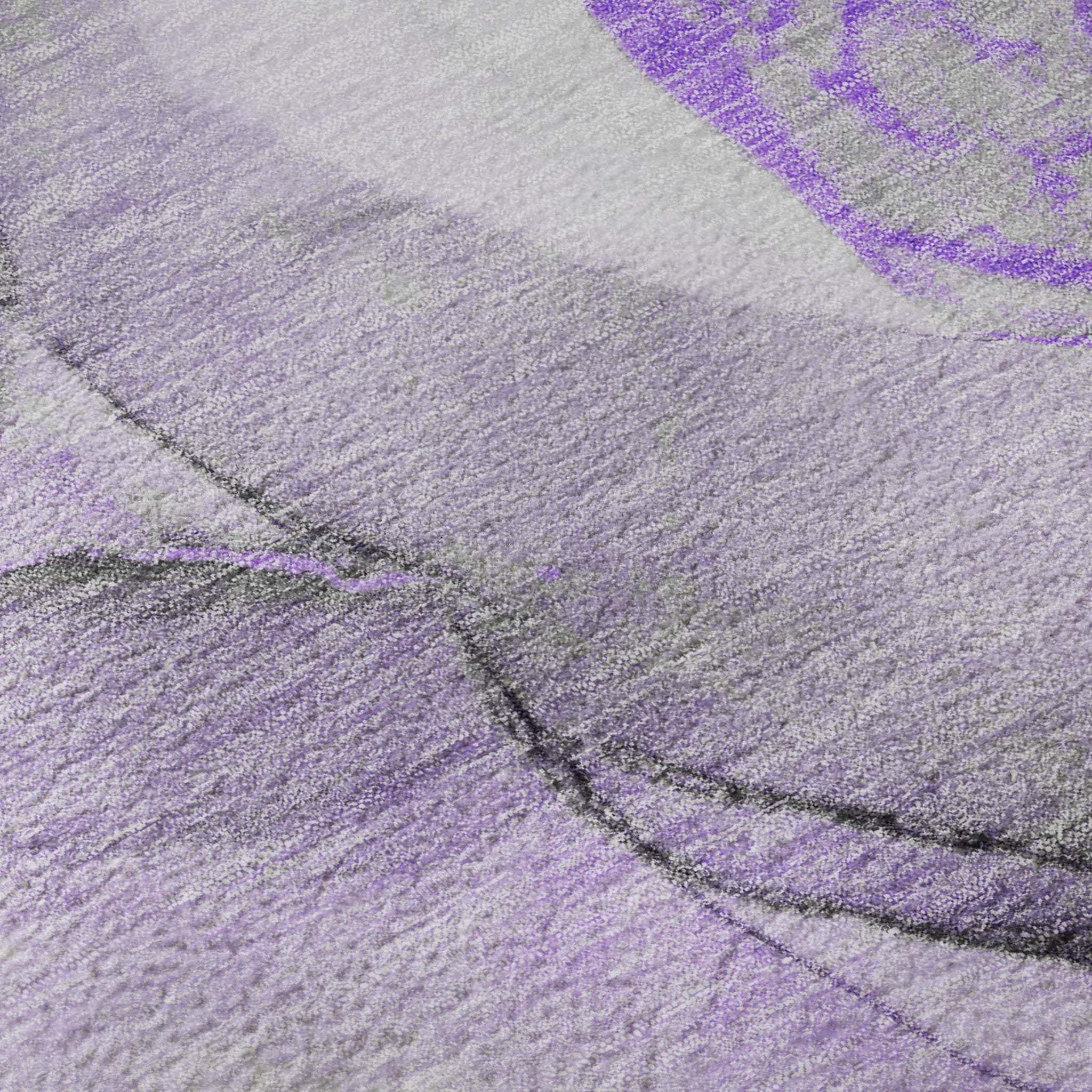 3' X 5' Purple Gray And Ivory Abstract Washable Area Rug With UV Protection - HomeRoots - Flyclothing LLC