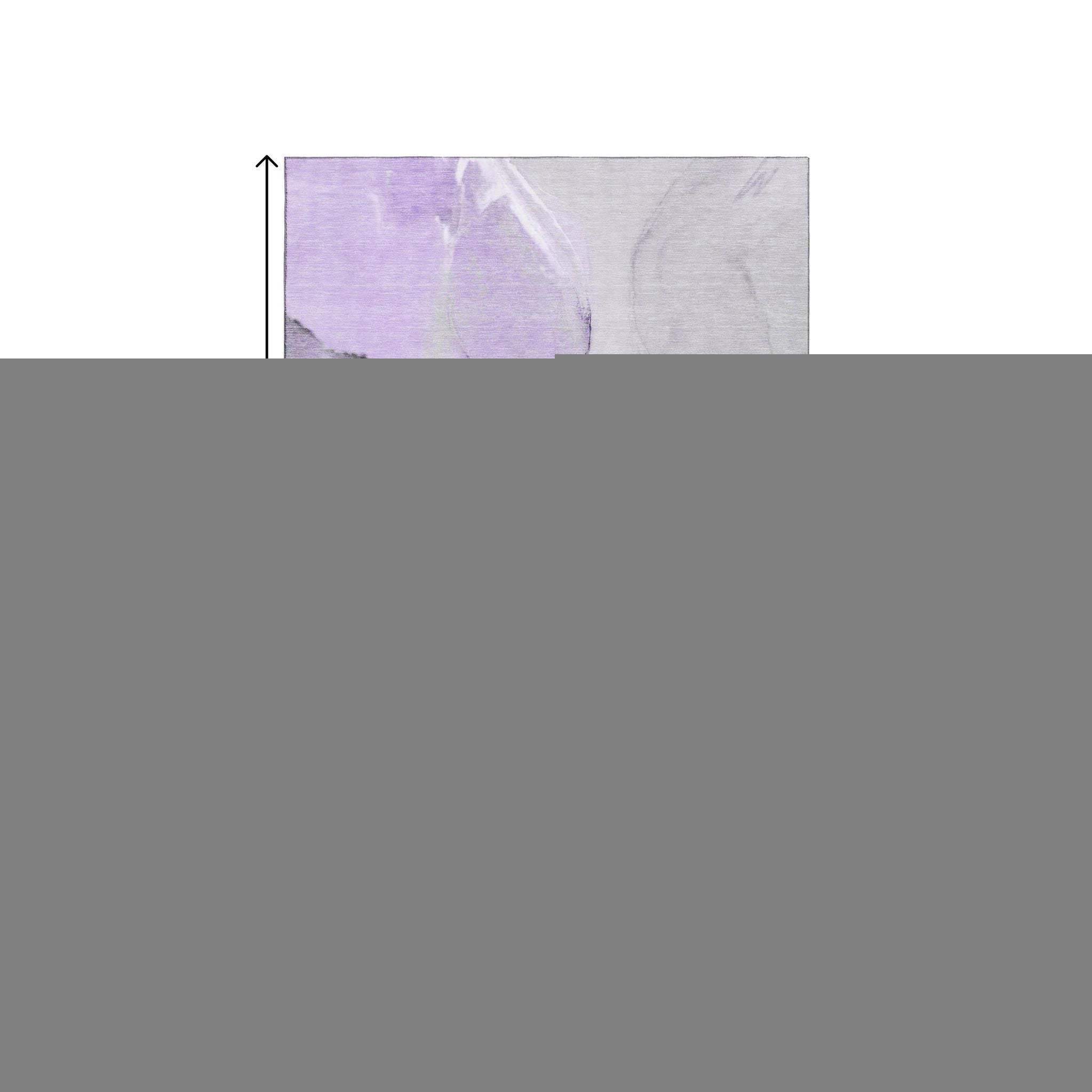 3' X 5' Purple Gray And Ivory Abstract Washable Area Rug With UV Protection - HomeRoots - Flyclothing LLC