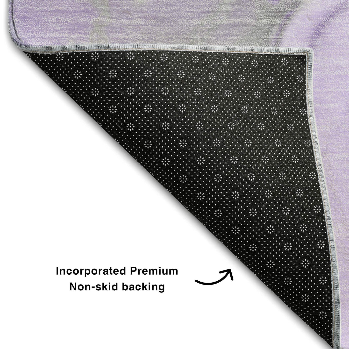 8' Purple Gray And Ivory Abstract Washable Round Rug With UV Protection - HomeRoots - Flyclothing LLC