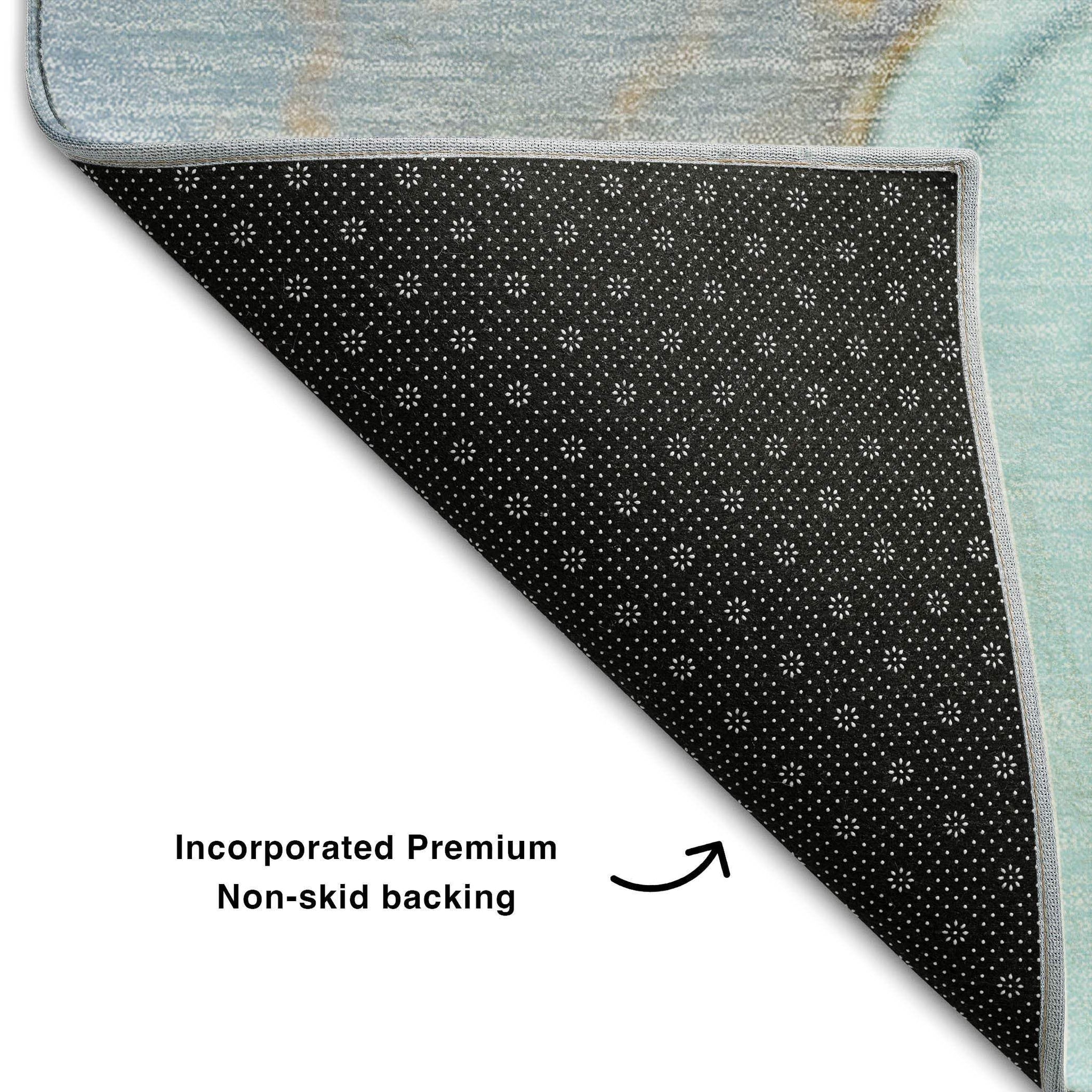 3' X 5' Teal Gold And Ivory Abstract Washable Area Rug With UV Protection - HomeRoots - Flyclothing LLC