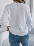 LOVE Heart Round Neck Dropped Shoulder Sweater - Trendsi - Flyclothing LLC
