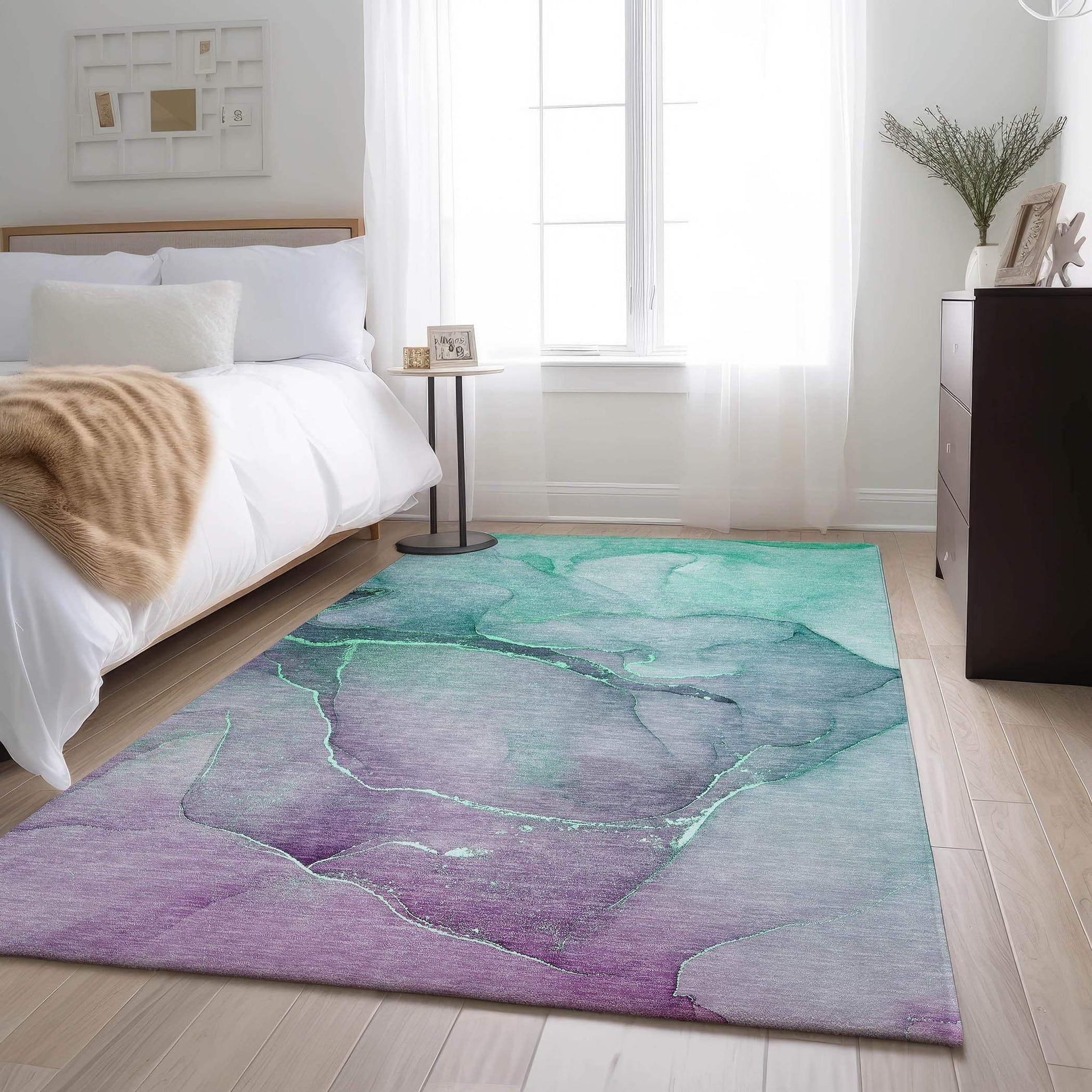 3' X 5' Fern Green And Ivory Abstract Washable Area Rug With UV Protection - HomeRoots - Flyclothing LLC
