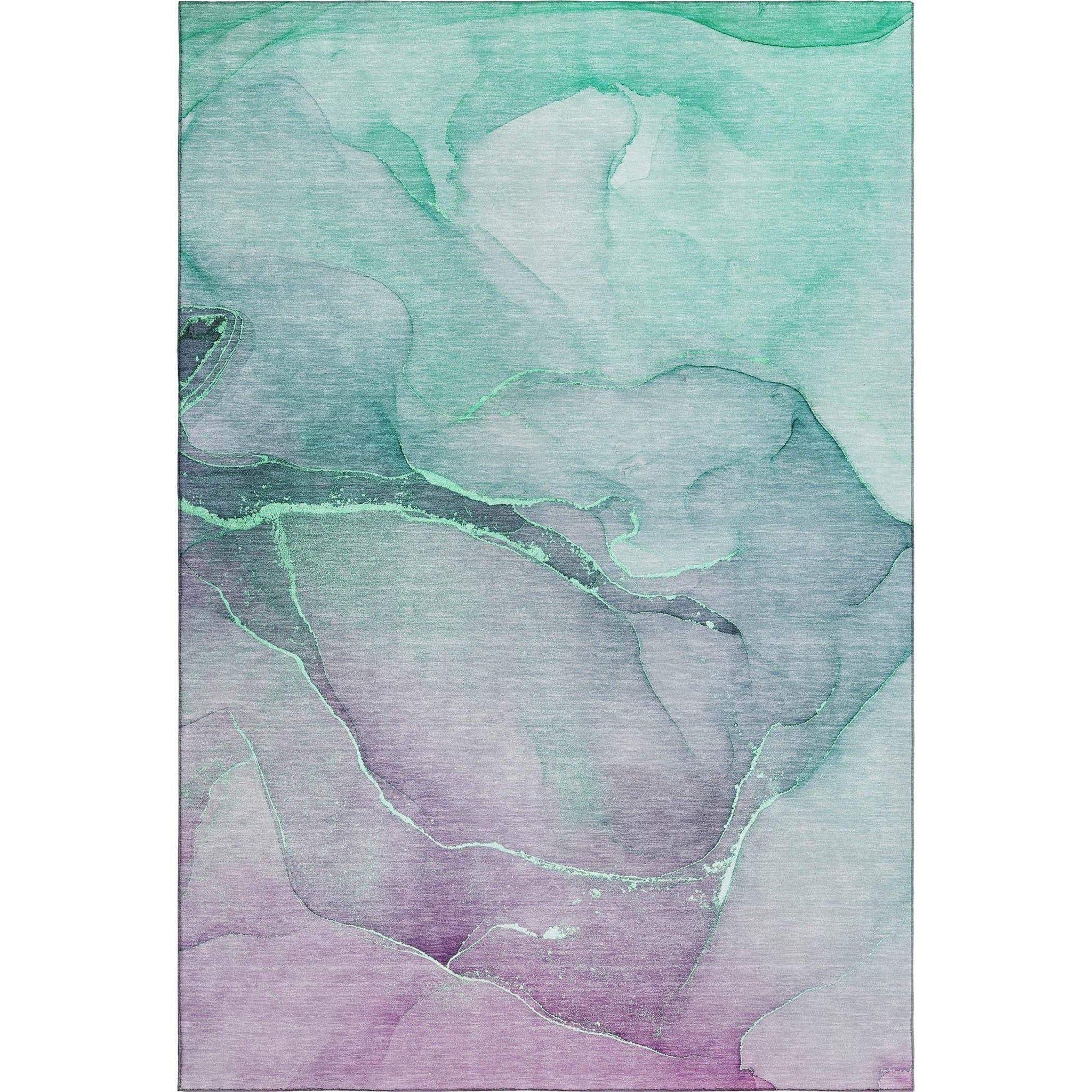 3' X 5' Fern Green And Ivory Abstract Washable Area Rug With UV Protection - HomeRoots - Flyclothing LLC