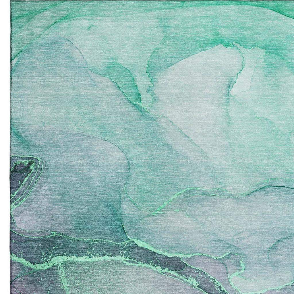 3' X 5' Fern Green And Ivory Abstract Washable Area Rug With UV Protection - HomeRoots - Flyclothing LLC