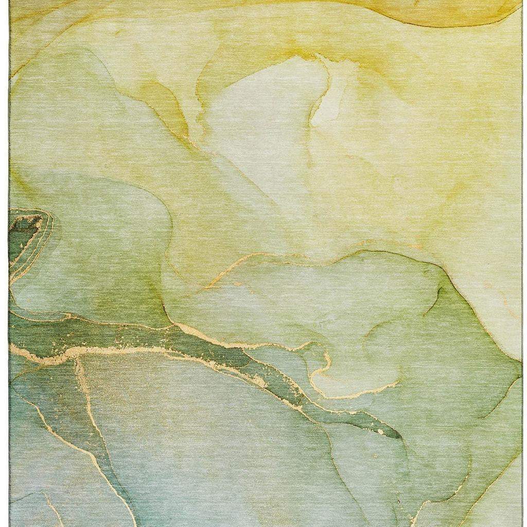 3' X 5' Green And Ivory Abstract Washable Area Rug With UV Protection - HomeRoots - Flyclothing LLC