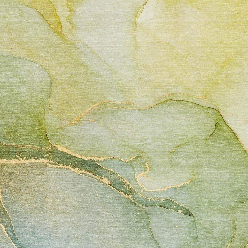 3' X 5' Green And Ivory Abstract Washable Area Rug With UV Protection - HomeRoots - Flyclothing LLC