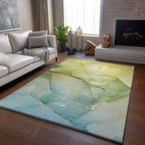 3' X 5' Green And Ivory Abstract Washable Area Rug With UV Protection - HomeRoots - Flyclothing LLC