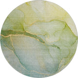 8' Green And Ivory Abstract Washable Round Rug With UV Protection - HomeRoots - Flyclothing LLC