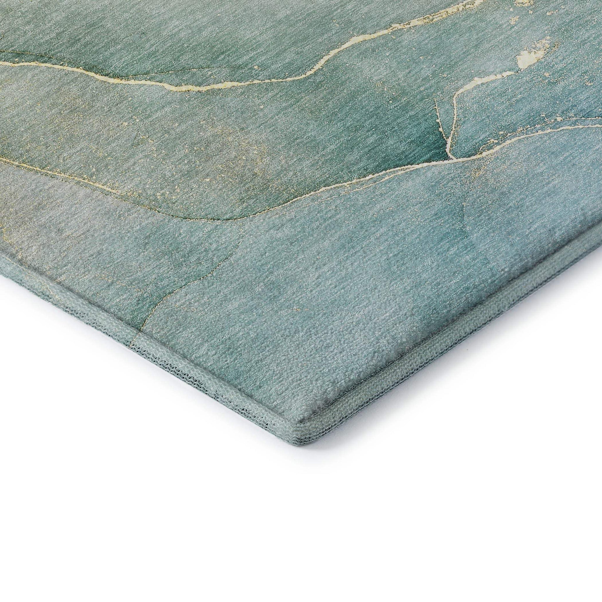 8' Green And Ivory Abstract Washable Round Rug With UV Protection - HomeRoots - Flyclothing LLC