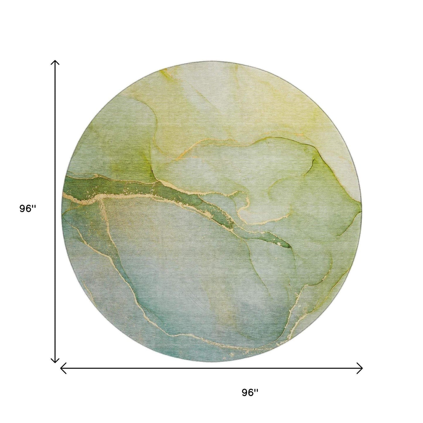 8' Green And Ivory Abstract Washable Round Rug With UV Protection - HomeRoots - Flyclothing LLC