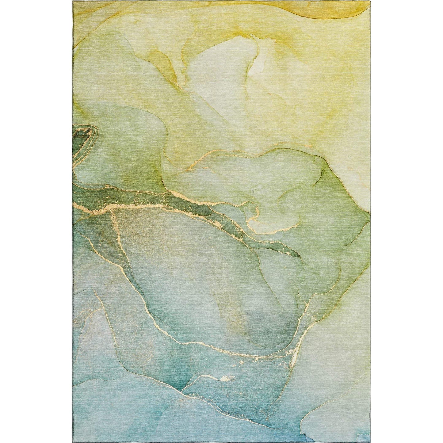 10' X 14' Green And Ivory Abstract Washable Area Rug With UV Protection - HomeRoots - Flyclothing LLC